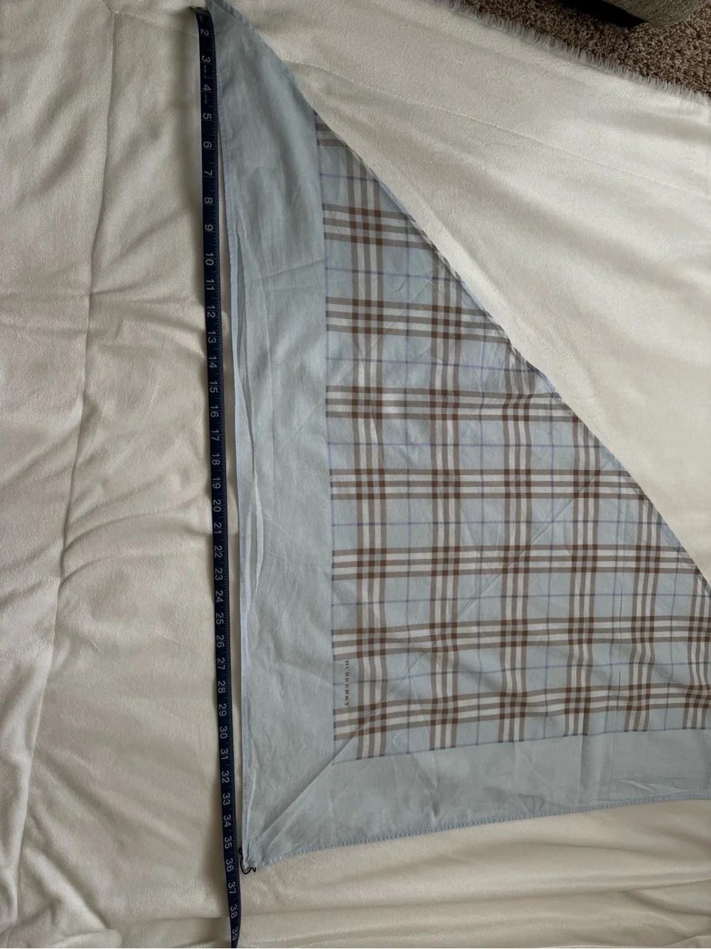Burberry light Blue and Brown Check Cotton Scarf